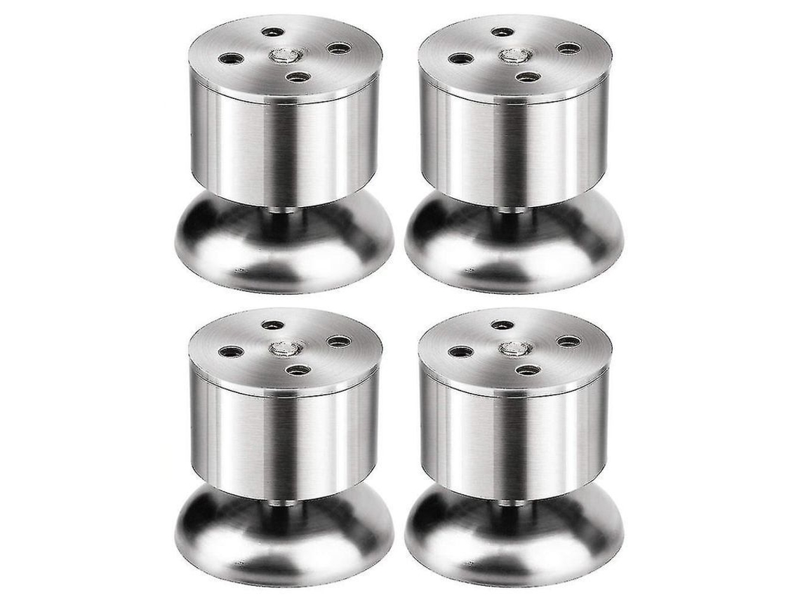 Conjunto de 4 pés ajustáveis em aço inoxidável para móveis de cozinha com parafusos antiderrapantes.