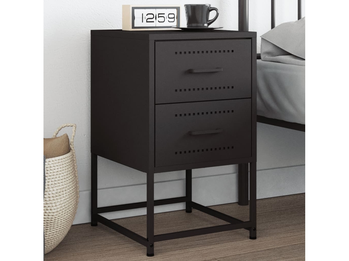 Vidaxl Mesa De Cabeceira 36x39x60,5 Cm Aço Preto