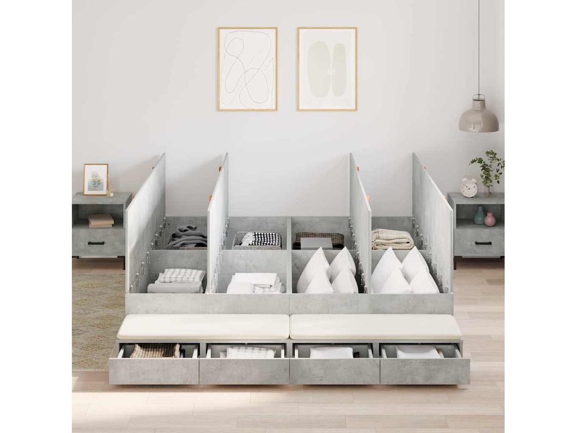 Vidaxl Estrado De Cama Com Arrumação Com Gaveta Cinzento 180 Cm