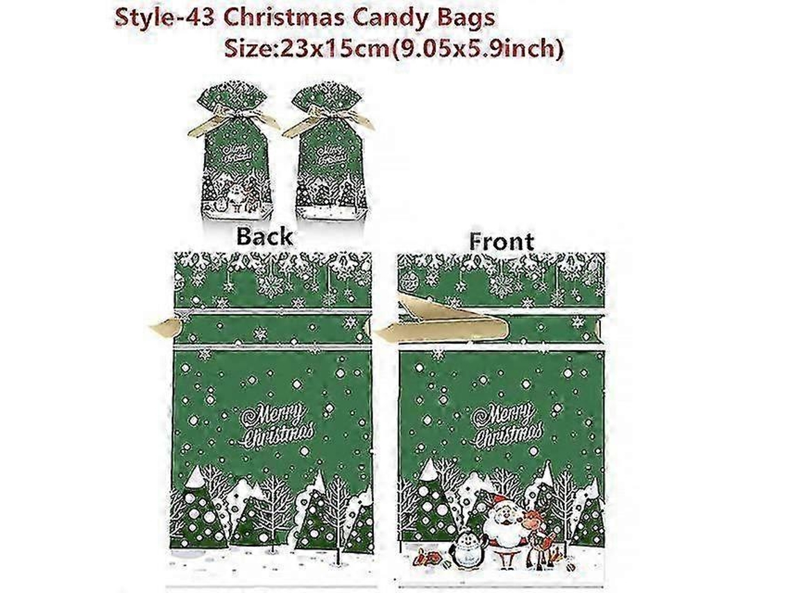 Sacos De Doces E Biscoitos De Natal, Design Floco De Neve Verde, Embalagem Resistente, Para Festas E Presentes