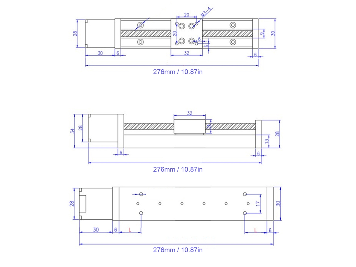Laxiscreed Guia Linear Com Slides Para Atuador, 200mm De Curso, Alta Precisão E Compatível Com Motores 28 Passos