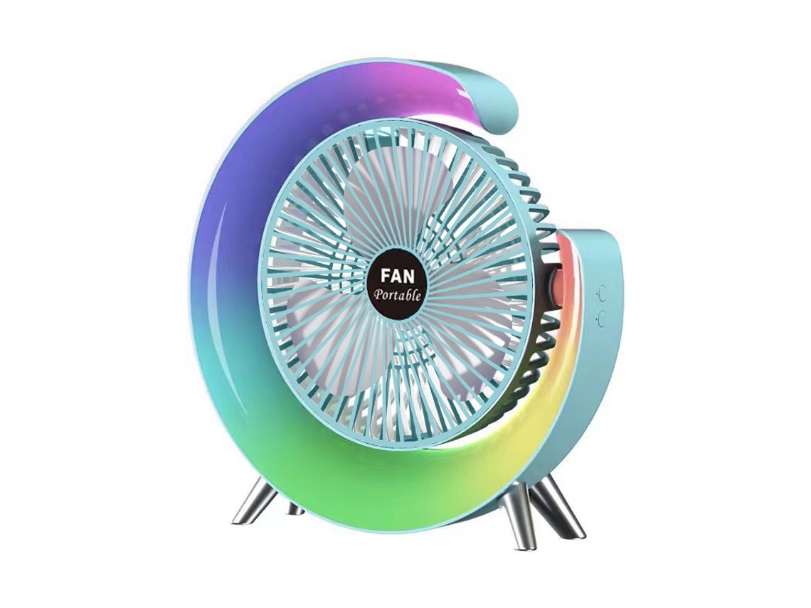 Ventilador mesa USB silencioso luz LED, 3 velocidades, resfriamento CZHHMART (azul) | CZHHMART