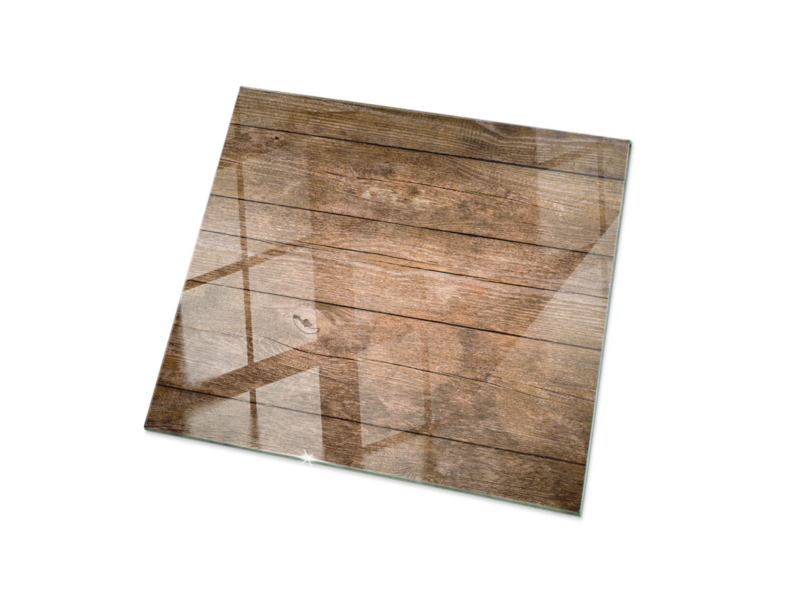 Tampo De Mesa Quadrado Espelharte (50x50 Cm - A Estrutura Das Tábuas De Madeira - Marrom)