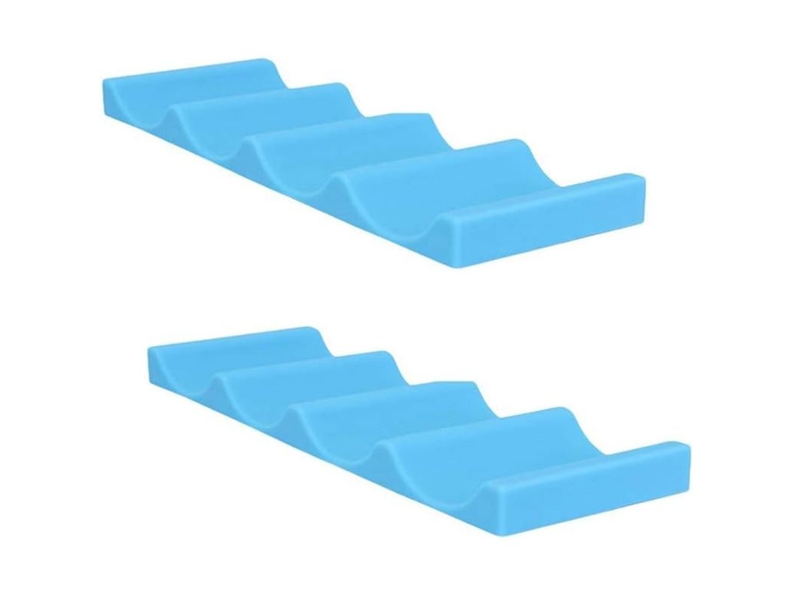 2026 estanteria Apilable para Garrafas e Latinhas, Organizador de Silicone para Geladeira e Armário, Azul 29,7x10x2,3cm
