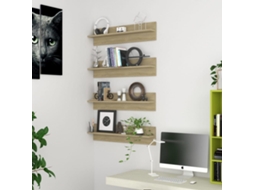 Vidaxl Estantes De Parede 4pcs 80x11,5x18 Cm Contrapl. Carvalho Sonoma