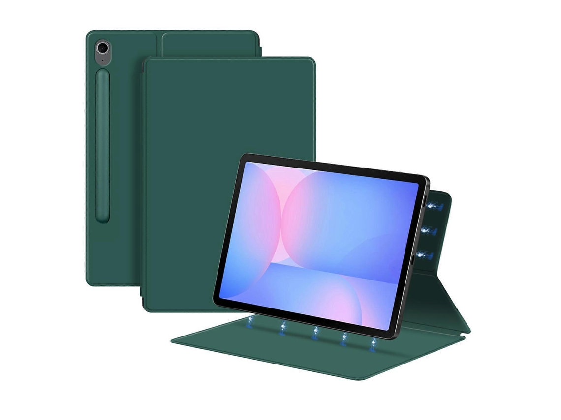 Capa de couro magnética para tablet Samsung Galaxy Tab S10 Fe com suporte e função de suspensão/ativação automática, verde Hengrongshen