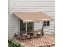 Toldo Retrátil Manual Marrom 350x250 cm com Manivela, Impermeável e Anti UV