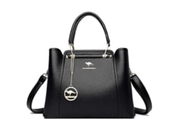 Bolsa transversal feminina Lalamoli de grande capacidade, couro sintético macio, bolsa de luxo, preta