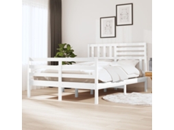 Estrutura De Cama 140x200 Cm Madeira Maciça Branco