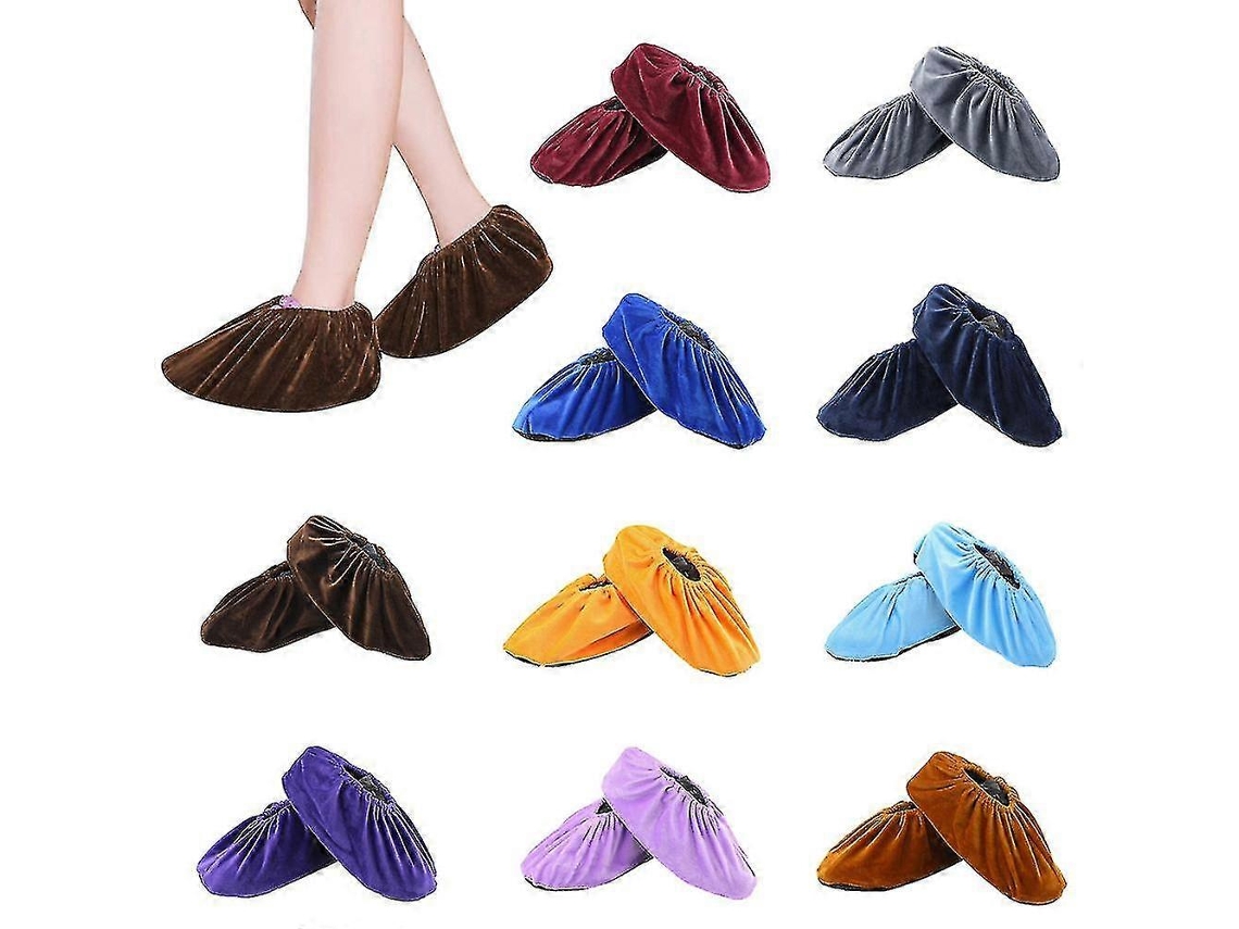 10 Pares Coberturas Sapatos Reutilizáveis Laváveis Cores Aleatórias