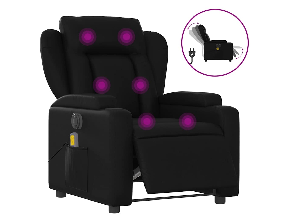 Electric Massage Recliner Chair, Electric Massage Recliner Chairs Vidaxl Preto Couro Artificial