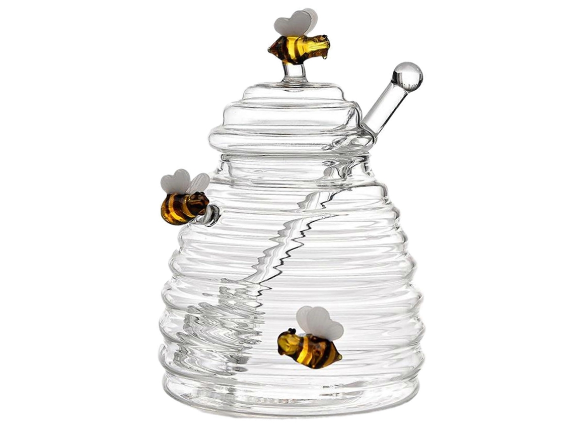 Pote De Vidro De 500ml Com Tampa E Colher Medidora, Ideal Para Armazenar Mel E Xarope.