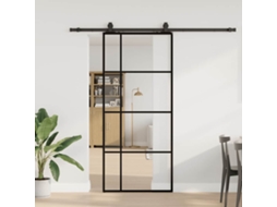 Vidaxl Porta Deslizante C/ Conj. Ferragens 90x205cm Vidro Esg Preto