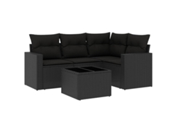 Maison Exclusive - 5 Pcs Conjunto Sofás De Jardim Com Almofadões Vime Pe Preto