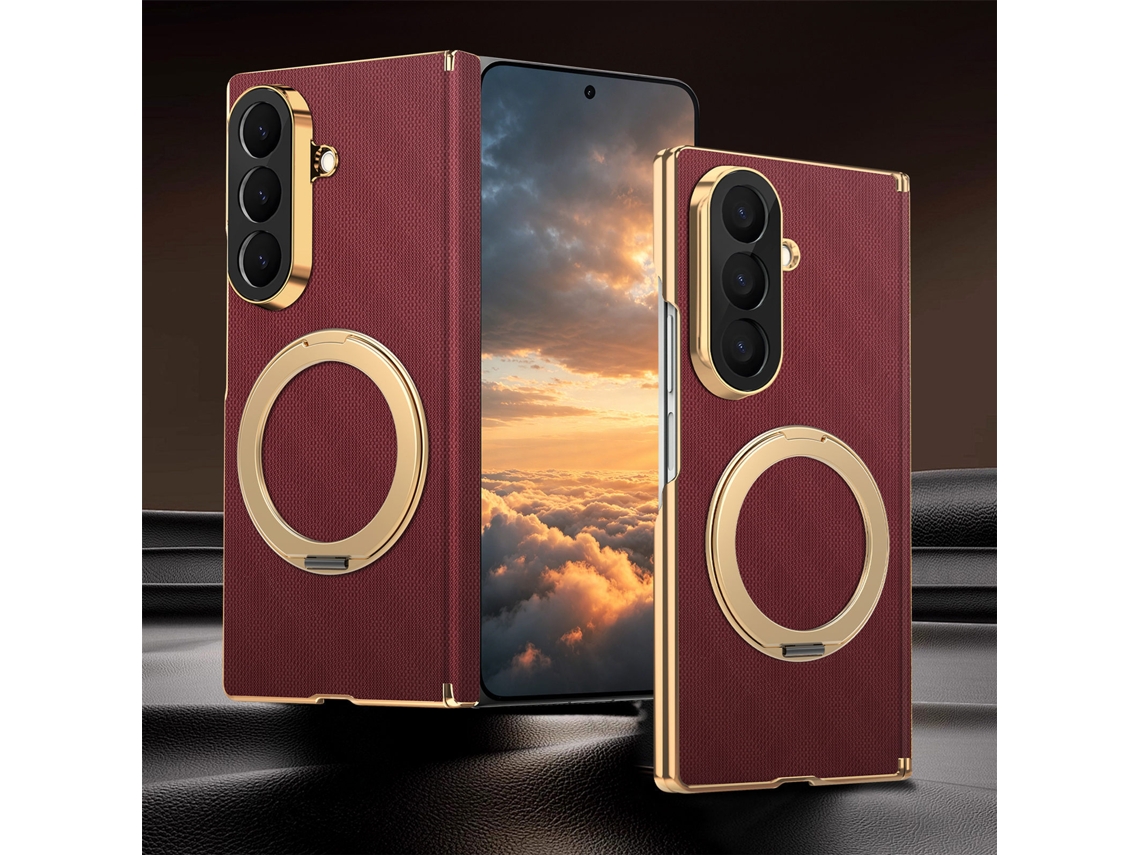 Capa Panoona Para Galaxy Z Fold 8 Ultra, Fabricada Em Pele, Com Alça De Pulso Antiderrapante E Resistente A Impactos Vermelho