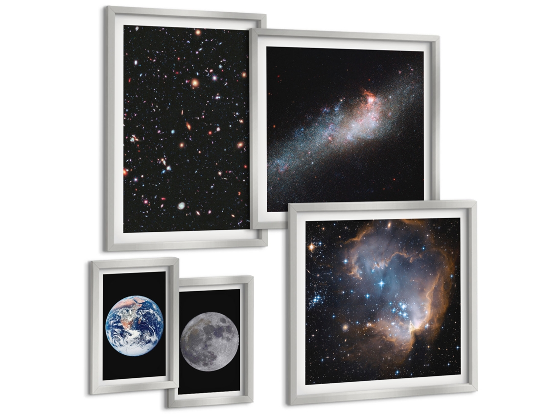 Conjunto De Pinturas Paisagens Espaciais Galáxia Espelharte (5 Peças)