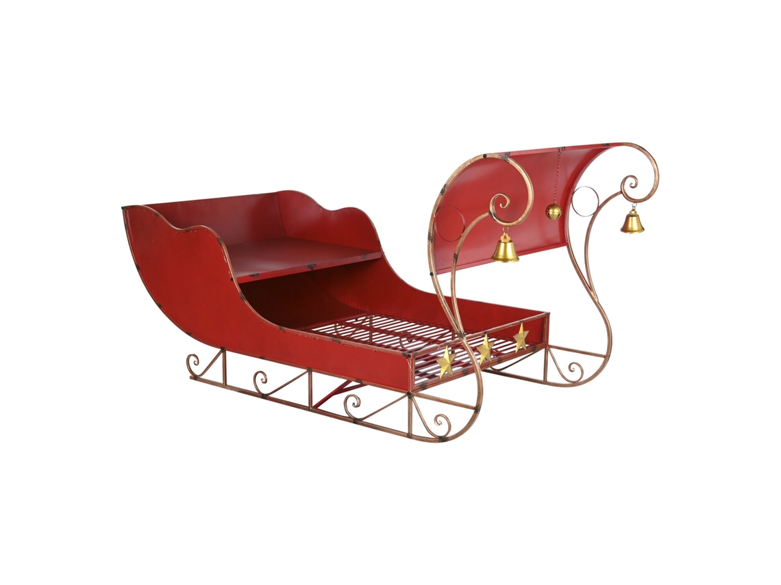 Trenó Metálico com Led, Capacidade de 180 Kg, Tamanho Xxl, Vermelho, 220 X 100 X 110 Cm ALEXANDRA HOUSE LIVING