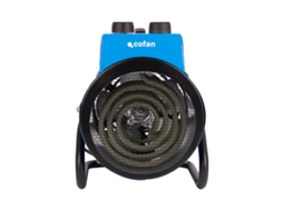Calefactor industrial de 3000 W | 2 niveles de potencia | Termostato ajustable | Función ventilador | Color azul | Apto para talleres y almacenes Cofan