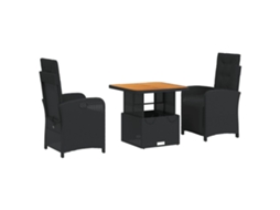 Garden Dining Set, Garden Dining Sets Vidaxl Preto Rattan / Vime (mesa Com 80 Cm De Comprimento)