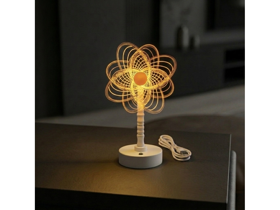 Abajur e Luz Noturna em Formato de Flor, Acrílico, Alimentação Usb. Estilo e CZHHMART