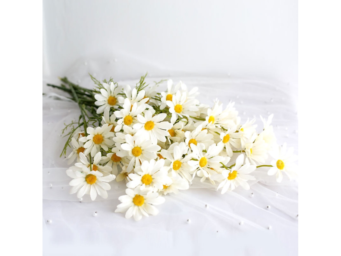 Buquê De Margaridas Artificiais Branco Para Decoração Residencial