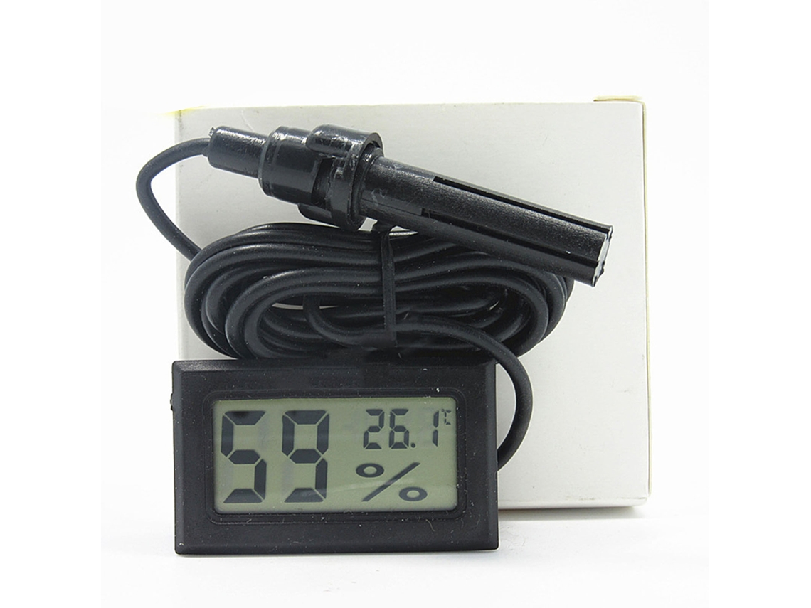 Medidor de Temperatura e Umidade Digital Lcd Embutido com Sonda Fy‑12