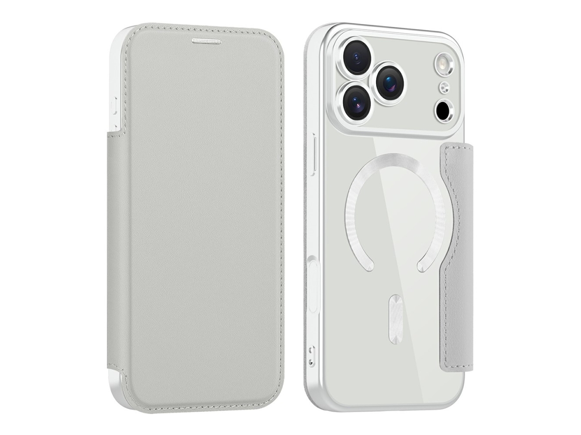Capa Carteira Amorus Para Iphone 17 Pro Com Proteção Magsafe Rfid - Cinza