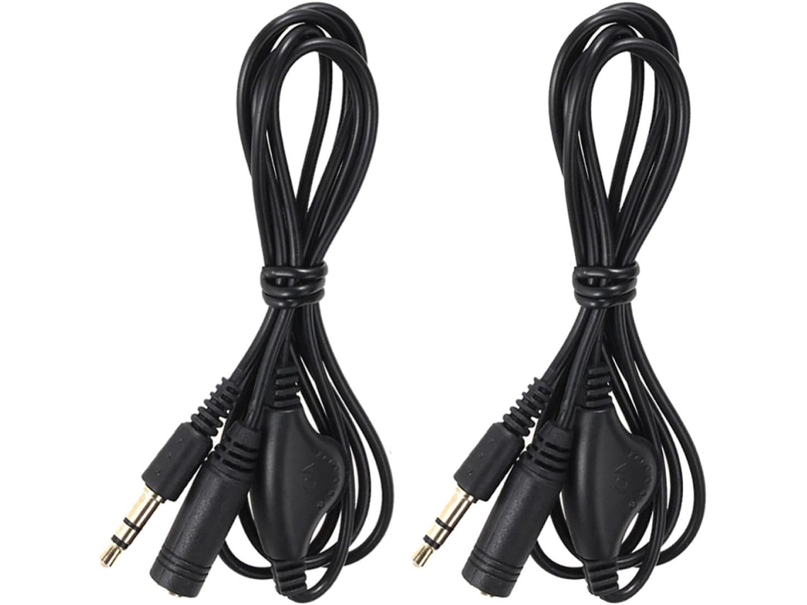 Cabo Extensor De Áudio Com Conector Macho/fêmea De 3,5 Mm Em Cobre E Controle De Volume.