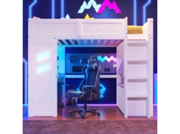 Cama Alta Gamer 90x200 Com Led Usb E Escrivaninha