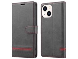Capa Para Iphone 14 Pele Sintética Anti-choque Magnética Preto