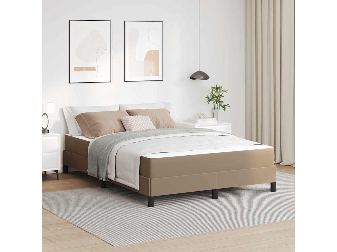 Vidaxl Estrutura Da Cama Com Colchão Cappuccino 160 X 200 Cm Tecido