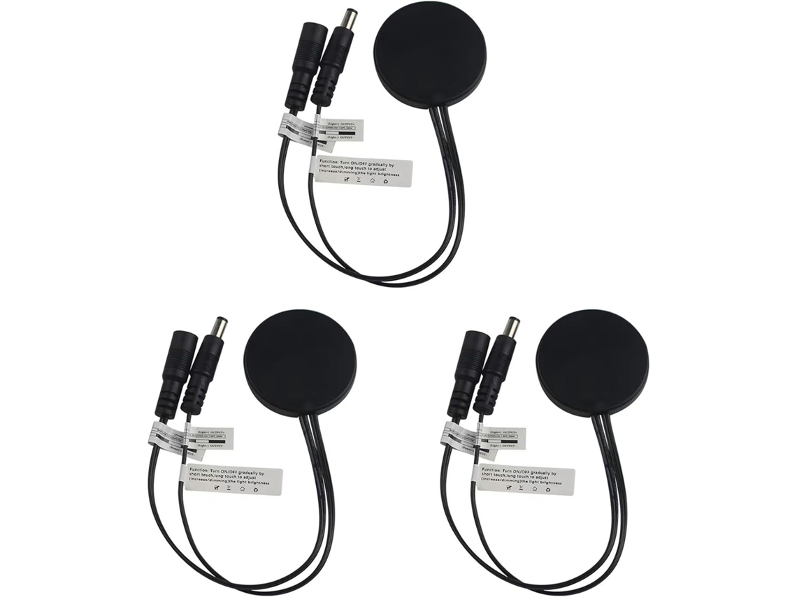 Interruptor De Led Com Sensor Toque Em Madeira, Pacote Com 3 Unidades, Interruptor De Toque Para Fita Led, Preto