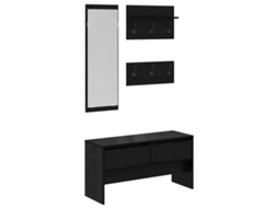 Conjunto de Móveis de Corredor com Gaveta 4 Pcs Carvalho Preto MAISON EXCLUSIVE