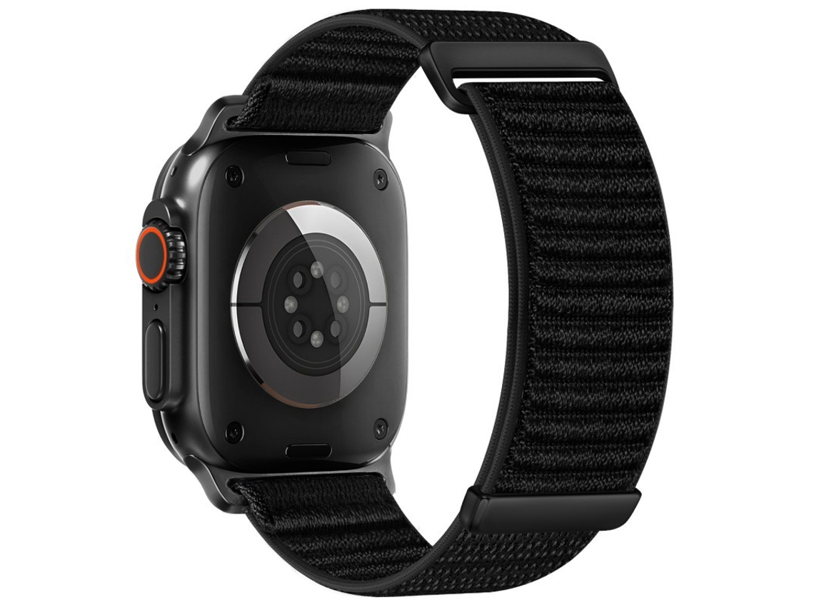 Pulseira Loop Preta Em Nylon Com Velcro Para Relógio S11 42–49 Mm, Elástica, Trançada E Ajustável