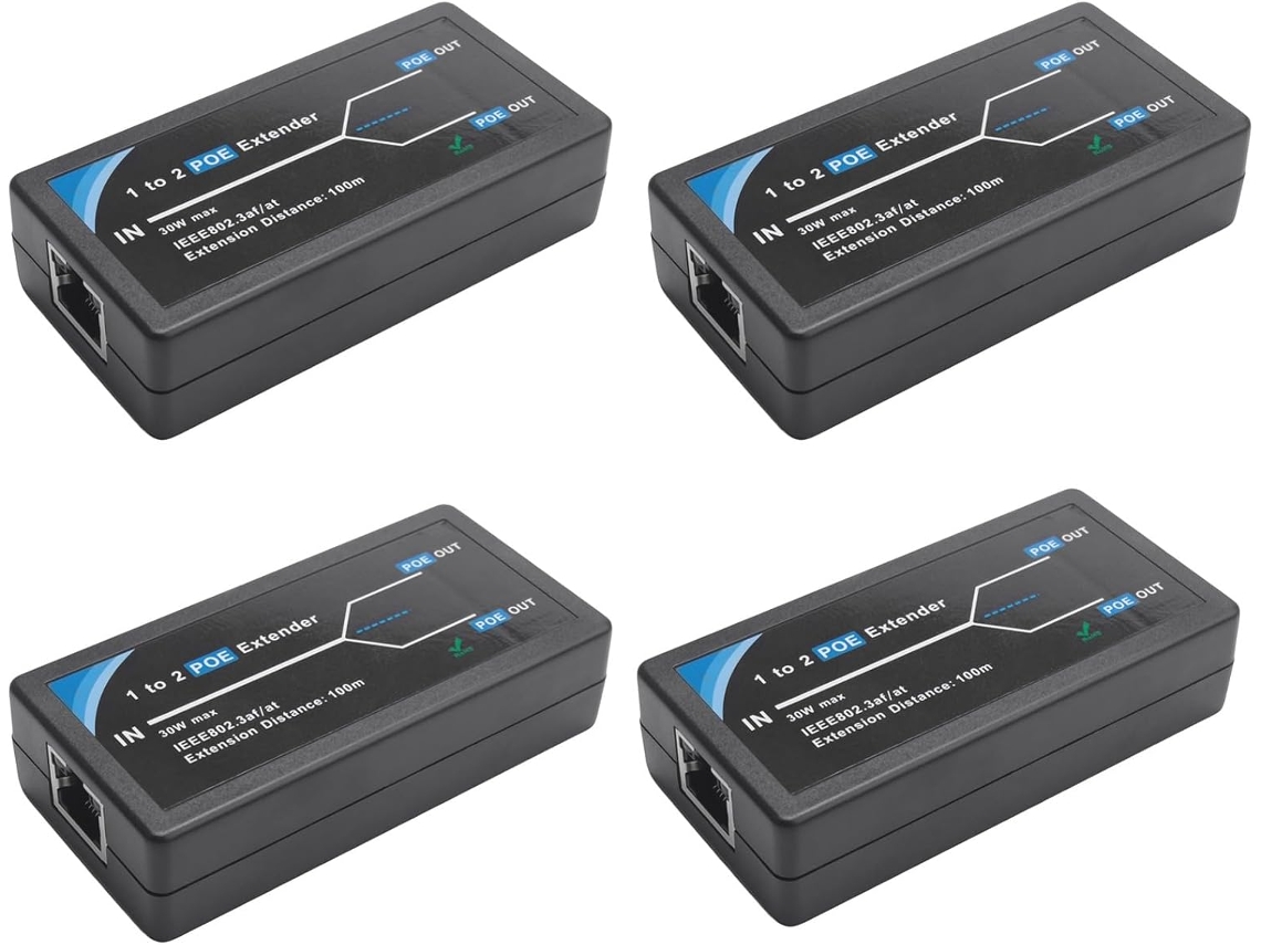 Extensor Poe 4x de 2 Portas 10/100mbps com Entrada/saída Padrão Ieee 802.3af para Câmeras Ip SFUSHOS