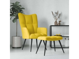 Cadeira De Descanso | Poltrona | Cadeira De Relaxamento Com Banco Veludo Amarelo Mostarda Lovely Home