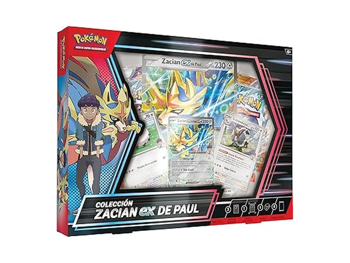 Coleção Pokémon Zacian EX de Paul TCG com 3 cartas holográficas TCGPC10162 Último nível 25