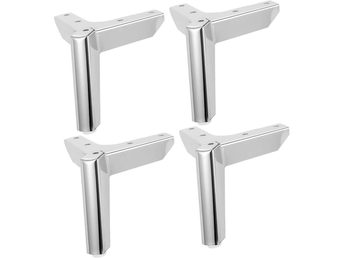 Conjunto De 4 Pés Ferro Prateados Para Móveis, Estantes E Armários