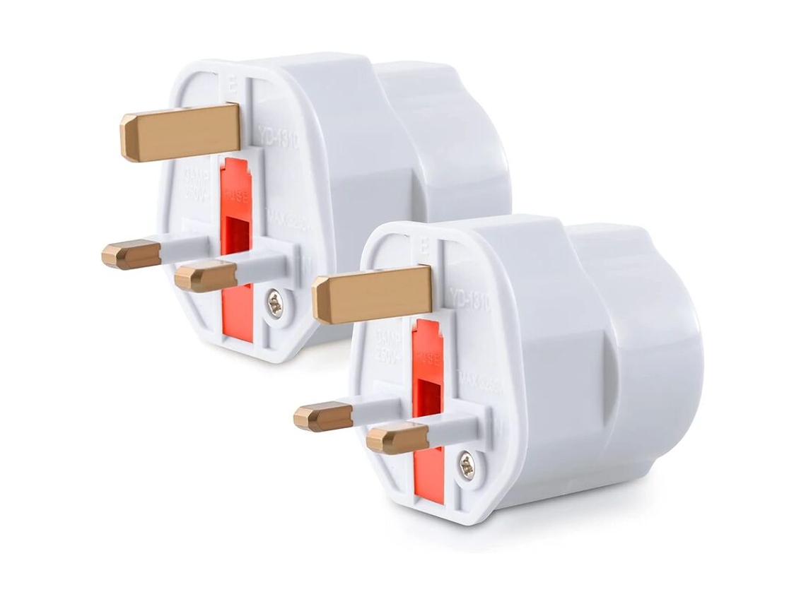 Pacote com 2 Adaptadores de Viagem, Schuko para Tipo G, Plugue Compacto para Reino Unido, França e Outros Países AQUAFORGE