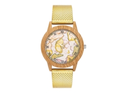 Reloj De Pulsera De Cuarzo Con Correa De Malla Para Mujer Y Hombre Dial Redondo Oro