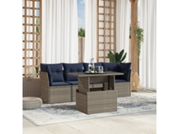 Conjunto de Sofá de Jardim com 10 Peças e Almofadas em Rattan Sintético Preto VIDAXL