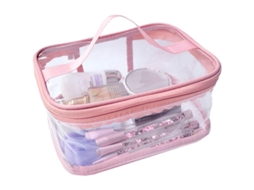 Bolsa De Toalhas E Maquiagem Transparente Portátil À Prova D'água Para Viagem Com Armazenamento Grande