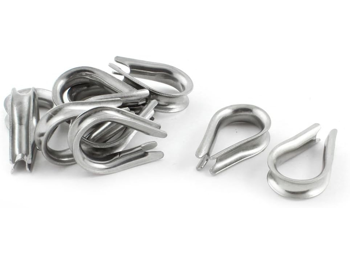 Conjunto de 10 Terminais Aço Inoxidável Prateados para Cabos 6 Mm CHABERLU (1/4 Polegada)