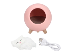 Luz Led Gato Fofo Noite Rosa Casa Pet Quarto