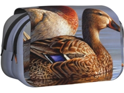 Estojo para canetas com estampa de pato-real - Bolsa de armazenamento portátil de camada dupla para crianças, meninas, meninos e adultos.