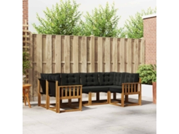 Vidaxl Conjunto De Sofás Para Exterior 6 Pcs Natural E Preto