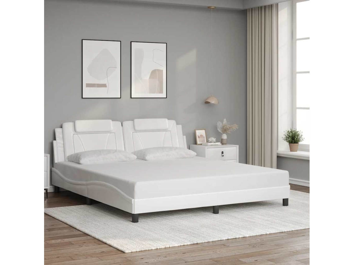 Vidaxl Estrutura De Cama Viana Sem Colchão 180x200 Cm Couro Artificial Branco
