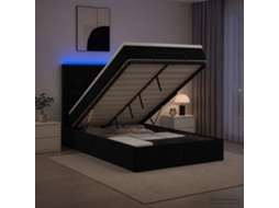 Vidaxl Cama Ottoman Com Colchão E Led Preto 120 X 200 Cm Veludo