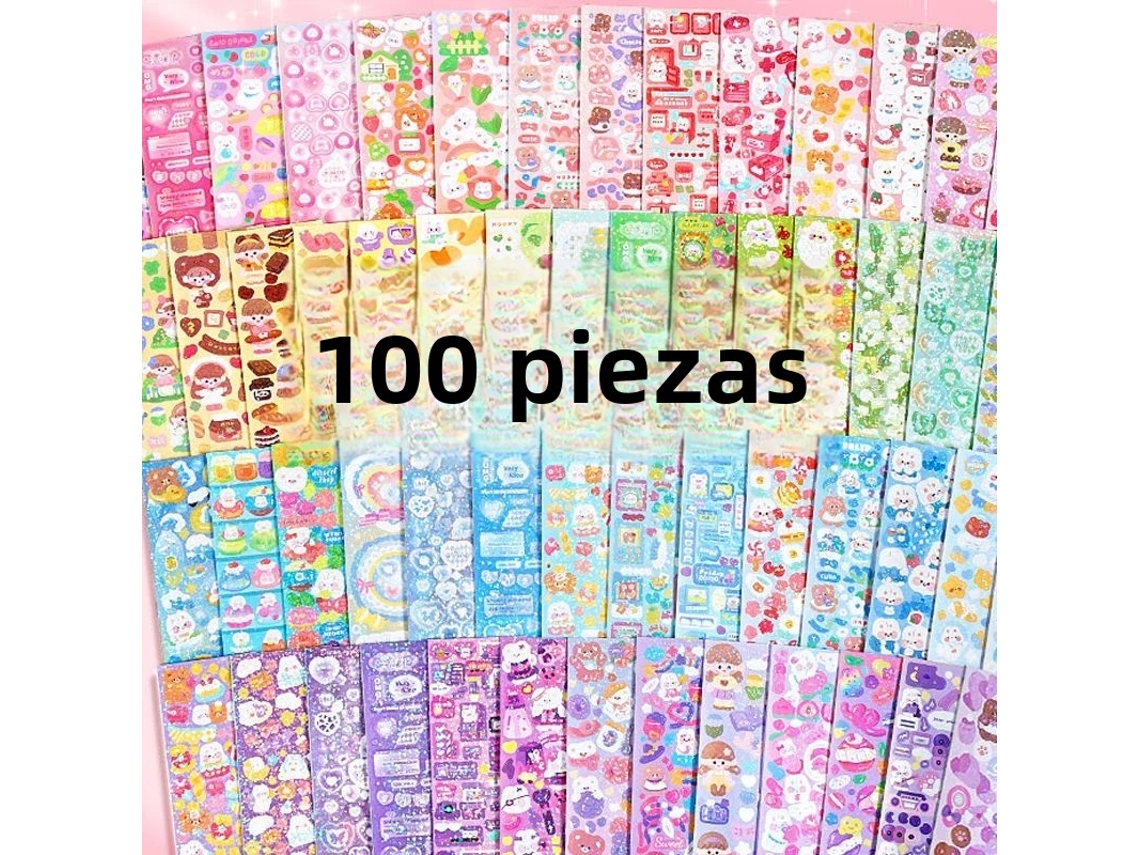 Adesivos Fofos para Livros Escolares, Colagens Decorativas de Desenhos Animados MDUG (100 Unidades)
