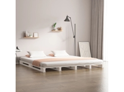 Vidaxl Cama De Paletes 160x200 Cm Pinho Maciço Branco